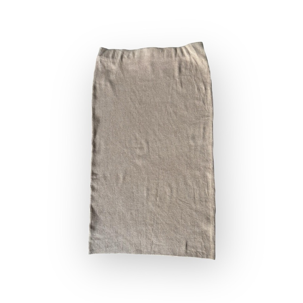 Rachel Rachel Roy NWOT Ribbed Midi Skirt Camel Taupe Stretch Pull-On Women’s L